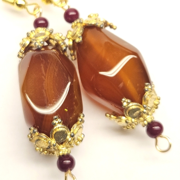 Red Agate Beaded Earrings - Picture 6 of 7